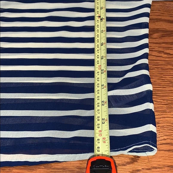 Forever 21 Semi Sheer Blouse Size L Navy & Yellow - Picture 8 of 12